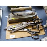 DOWSINGS IRON AND 3 PAIRS OF SHEARS