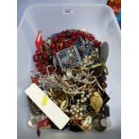 BOX OF ASSORTED COSTUME JEWELLERY AND WATCHES