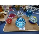 6 ASSORTED GLASS PAPERWEIGHTS