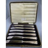 SET OF 6 BOXED SILVER HANDLED KNIVES