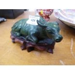 GREEN BULL FIGURE H:3.5" L: 6.5"