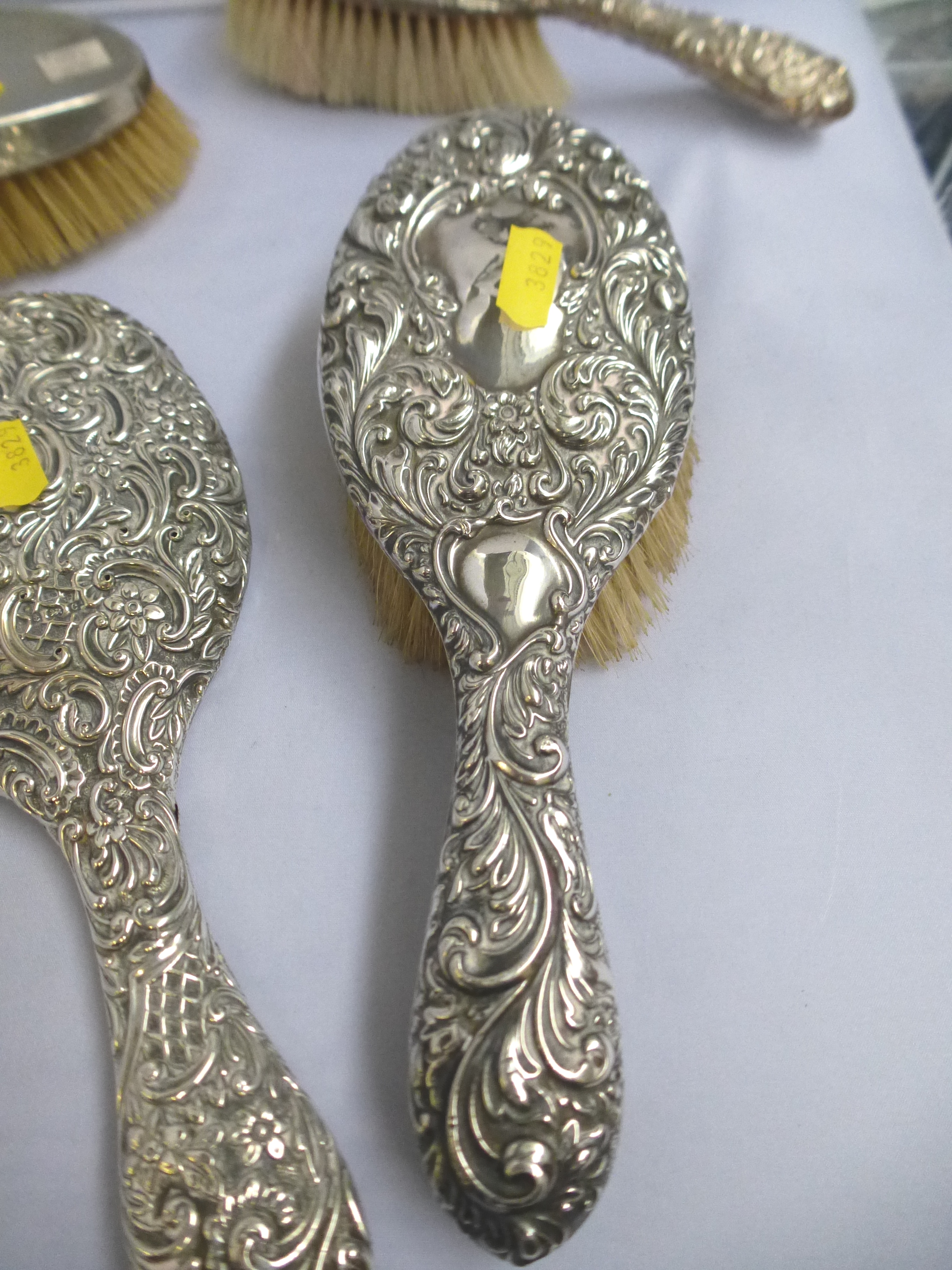 4 SILVER BACK BRUSHES AND A SILVER MIRROR - Image 2 of 14