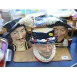 3 ROYAL DOULTON CHARACTER JUGS - BEEFEATER, ARAMIS AND ATHOS