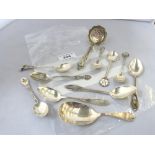 10 ASSORTED SILVER SPOONS TOTAL W: 3 OZT AND A PLATED LADEL