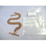 9K GOLD WATCH CHAIN WITH T BAR W: 38.7G