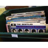 BOX OF APPROX 50 12" RECORDS INCLUDING THE BEATLES, NAZARETH, HAWKWIND ETC