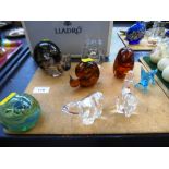 8 ASSORTED GLASS PAPERWEIGHTS