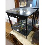 PAINTED ORIENTAL SCENE SIDE TABLE