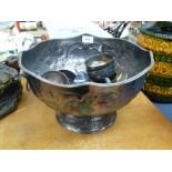 SILVER PLATED PUNCH BOWL AND 6 CUPS