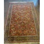 RED ANIMAL AND FLORAL DESIGN RUG 82" X 55"