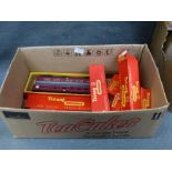 BOX OF ASSORTED BOXED TRIANG CARRIAGES AND TRUCKS