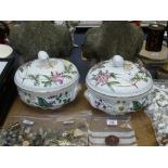 2 SPODE STAFFORD FLOWERS TUREENS H: 8"