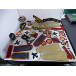 BAG OF ASSORTED PATCHES INCLUDING BRITISH AND GERMAN AND A METROPOLITAN WHISTLE
