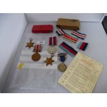 3 WORLD WAR 2 MEDALS - WAR MEDAL, FRANCE AND GERMANY STAR AND 1939-1945 STAR WITH GEORGE VI
