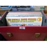 RED RECORD BOX WITH APPROX 20 12" RECORDS