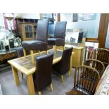 TILE TOP DINING SUITE - TABLE, SIDEBOARD, MIRROR AND 6 CHAIRS