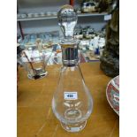 ASPREY GLASS DECANTER WITH SILVER COLLAR H: 14.25"