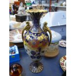 CARLTON WARE TWIN HANDLED VASE H: 16"