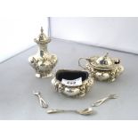 3 PIECE SILVER CONDIMENT SET TOTAL SILVER W: 5.8 OZT