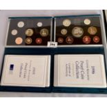 2 boxed Royal Mint UK Proof Coin Collection sets – 1995 and 1996