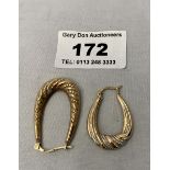 2 single 9k gold earrings, w: 1.77 grams