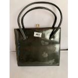The Waldybag dark grey leather patent handbag with matching purse