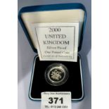 Boxed 2000 UK silver proof £1 coin
