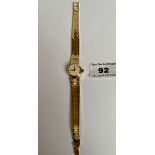 18k gold Omega ladies watch with 18k gold strap, total w: 39.83 grams, working