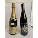 Bottle of Herbert Beaufort Champagne and Bottle of 1988 Rheinhessen Bacchus Kabinett wine