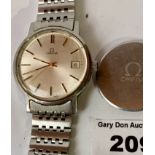 Omega stainless steel gents watch with stainless steel strap, not working