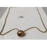 18k gold UnoAErre Italia necklace with 18k gold, amethyst and pearl pendant, weight of chain 42.29