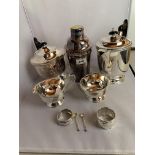 Silver plated Viners 4 piece tea set including teapot, coffee pot, sugar and cream with original