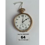 9k gold pocket watch, total w: 91.82 grams, 2” diameter working