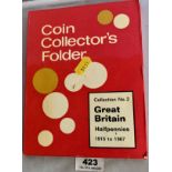 Part Coin Collector’s folder Great Britain Halfpennies 1915-1967