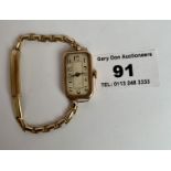 9k gold ladies watch with plated bracelet, working