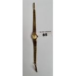 9k gold ladies Rotary watch with 9k gold bracelet, total w: 15.51 grams, not working