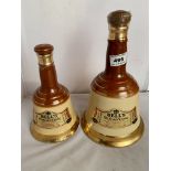 2 Sealed Bells Old Scotch Whisky decanters, Specially Selected, 75.7 cl and 37.8 cl
