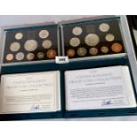 2 boxed Royal Mint UK Proof Coin Collection sets – 1997 and 1998