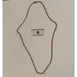 9k gold necklace, w: 4.95 grams, length 18”