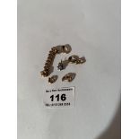 9k gold single earring and broken links, w: 11.66 grams