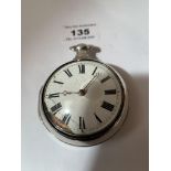 Silver pear shaped pocket watch in separate silver case, damaged face, not working, total w: 4.62