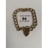 9k gold link bracelet with heart fastener, w: 11.90 grams, length 8” plus heart