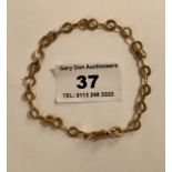 9k gold bracelet, w: 5.8 grams, length 8”