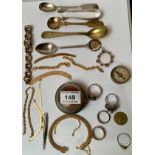 Assorted dress jewellery including bracelets, rings, chains, spoons, tongs, etc