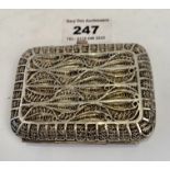 Silver filigree cigarette case w: 1.98 ozt, 3” x 2.5”