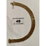 9k gold link bracelet, w: 13.82 grams, length 7”