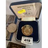 Bag of assorted coins including 12 Crowns, UK coin album, 1897 Silver Russian 1 Ruble coin and a