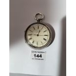 Silver pocket watch, Centre Seconds Chronograph 45951, total w: 6 ozt, 2.5” diameter, not working