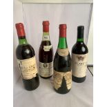4 bottles of red wine – Clos La Croix 1978, Claret Bordeaux, Cuvee Alexis Chanson Bourgogne 1969 and