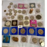 Bag of assorted UK coins including 10 crowns, 1804 Bank of England dollar and a 1971 dollar